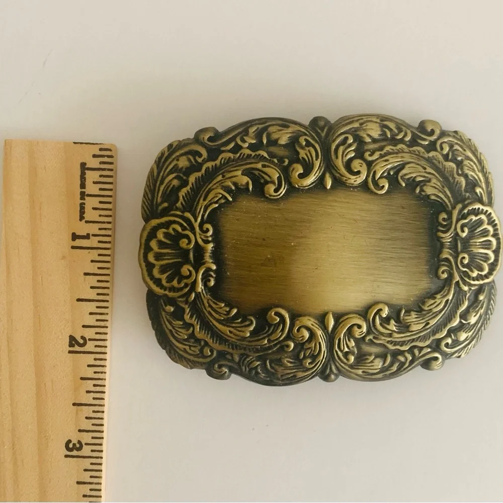 Vintage Brass Antique Style Belt Buckle 2”x3”